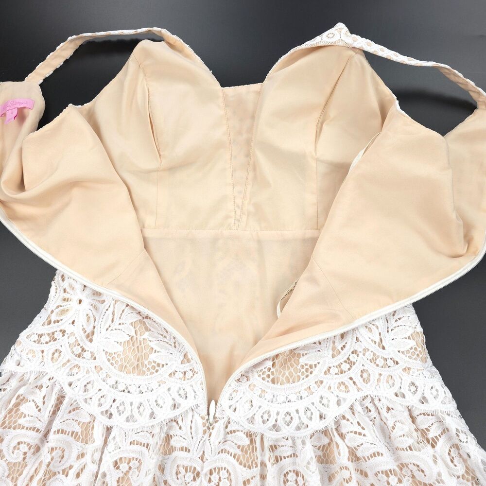LILLY PULITZER Adella Engineered Exotic Lace Mini Dress Resort White Coquette 4 - Picture 9 of 14